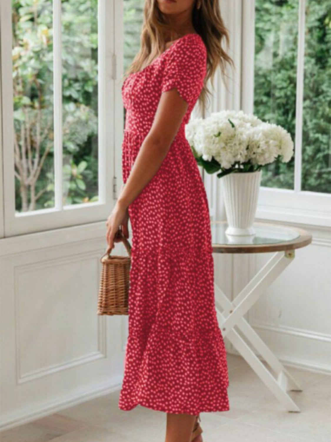 Chic Printed Midi Dress.