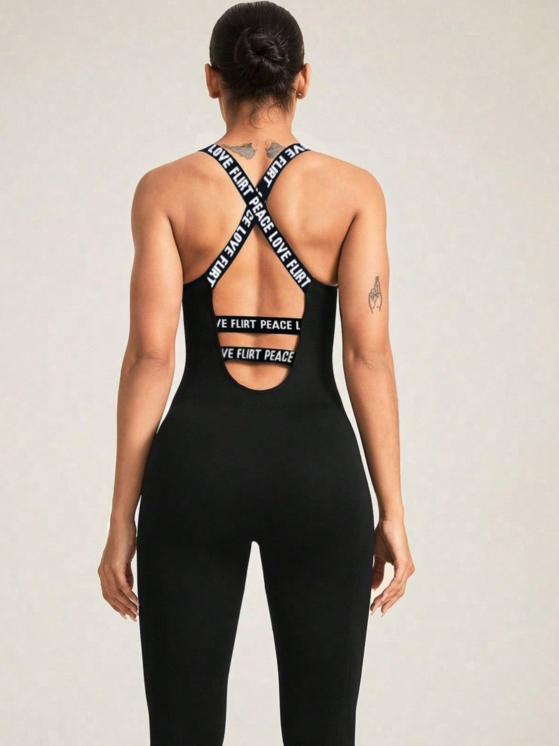 Crisscross Back Sleeveless Active Jumpsuit.