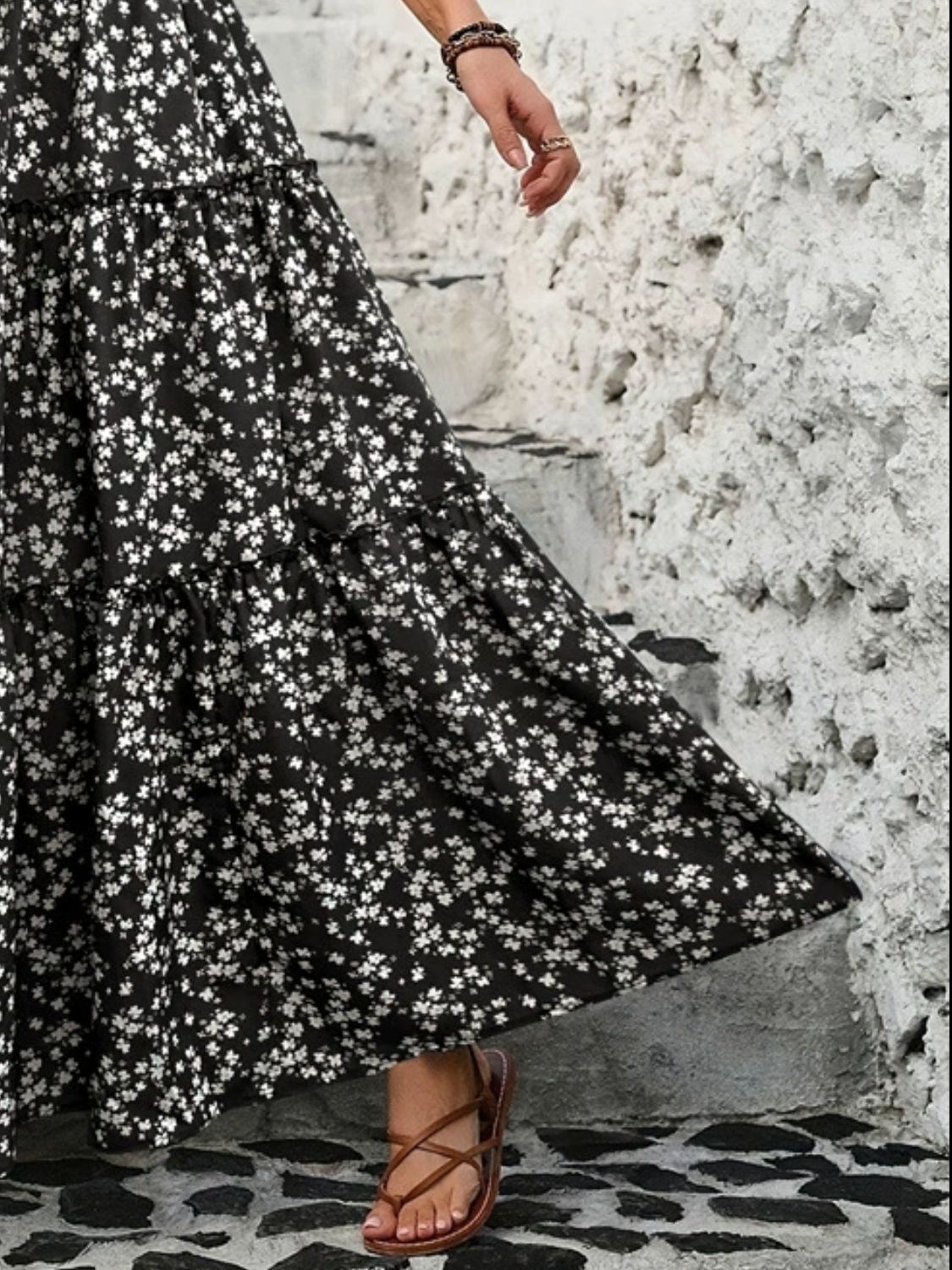 Tiered Floral Maxi Skirt.