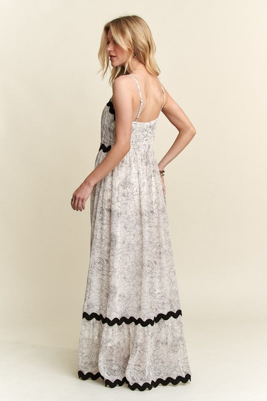 ADORA Floral Adjustable Strap Maxi Cami Dress.