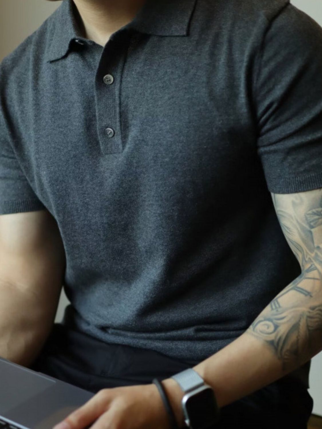 Men's Plus Size Button Detail Short Sleeve Polo.