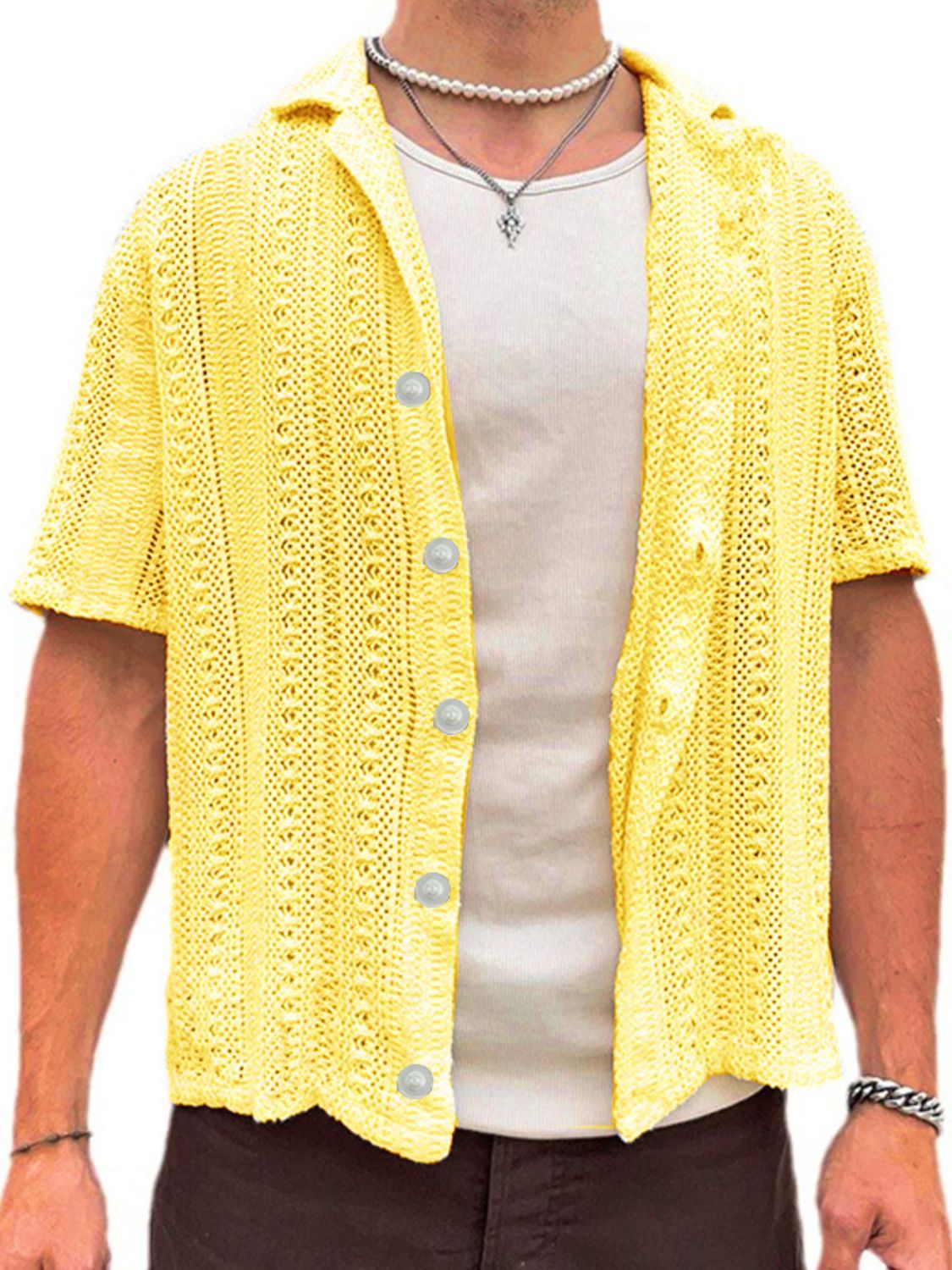 Men's Versatile Button Down Short Sleeve Shirt - Plus Size.