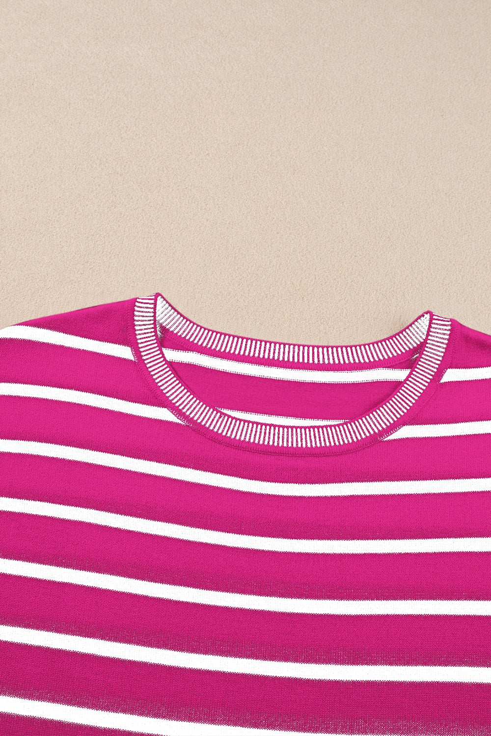 Classic Striped Short Sleeve Knit Top - Timeless Versatility.