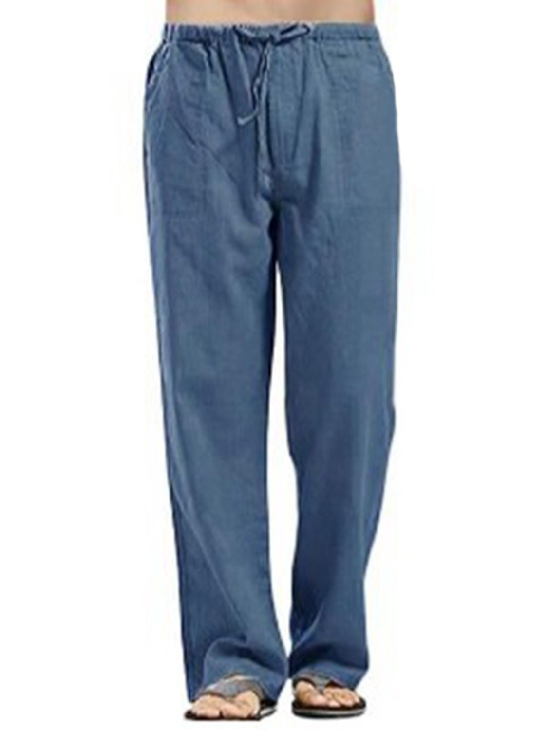 Men's Full Size Drawstring Straight Leg Pants - Plus Size.