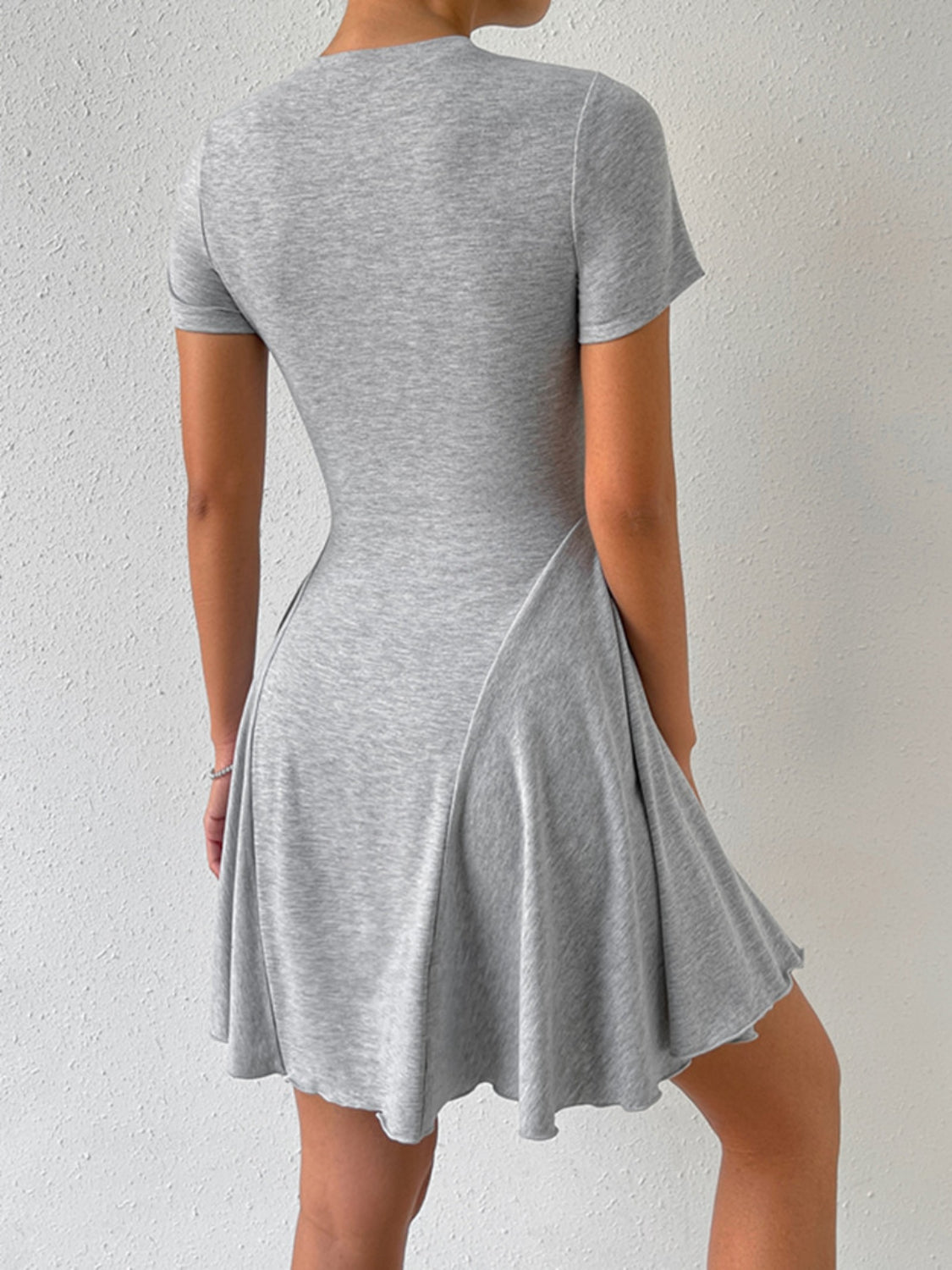 Sizzling Summer Mini Dress - Round Neck, Short Sleeve.