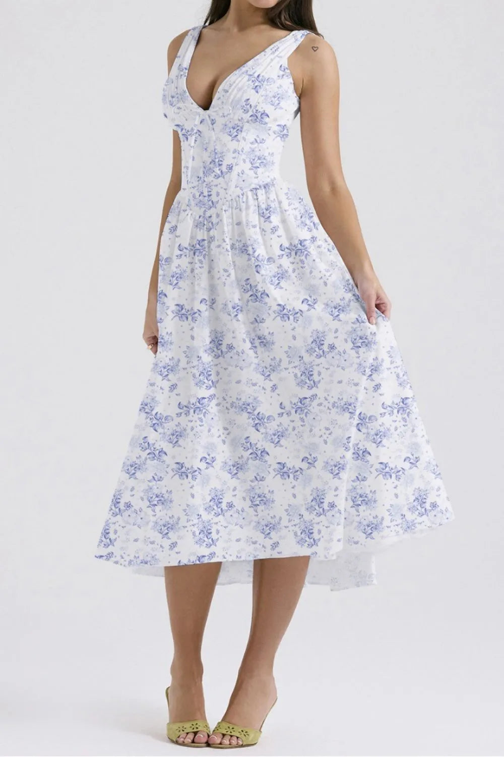 Floral Midi Dress with Pockets.