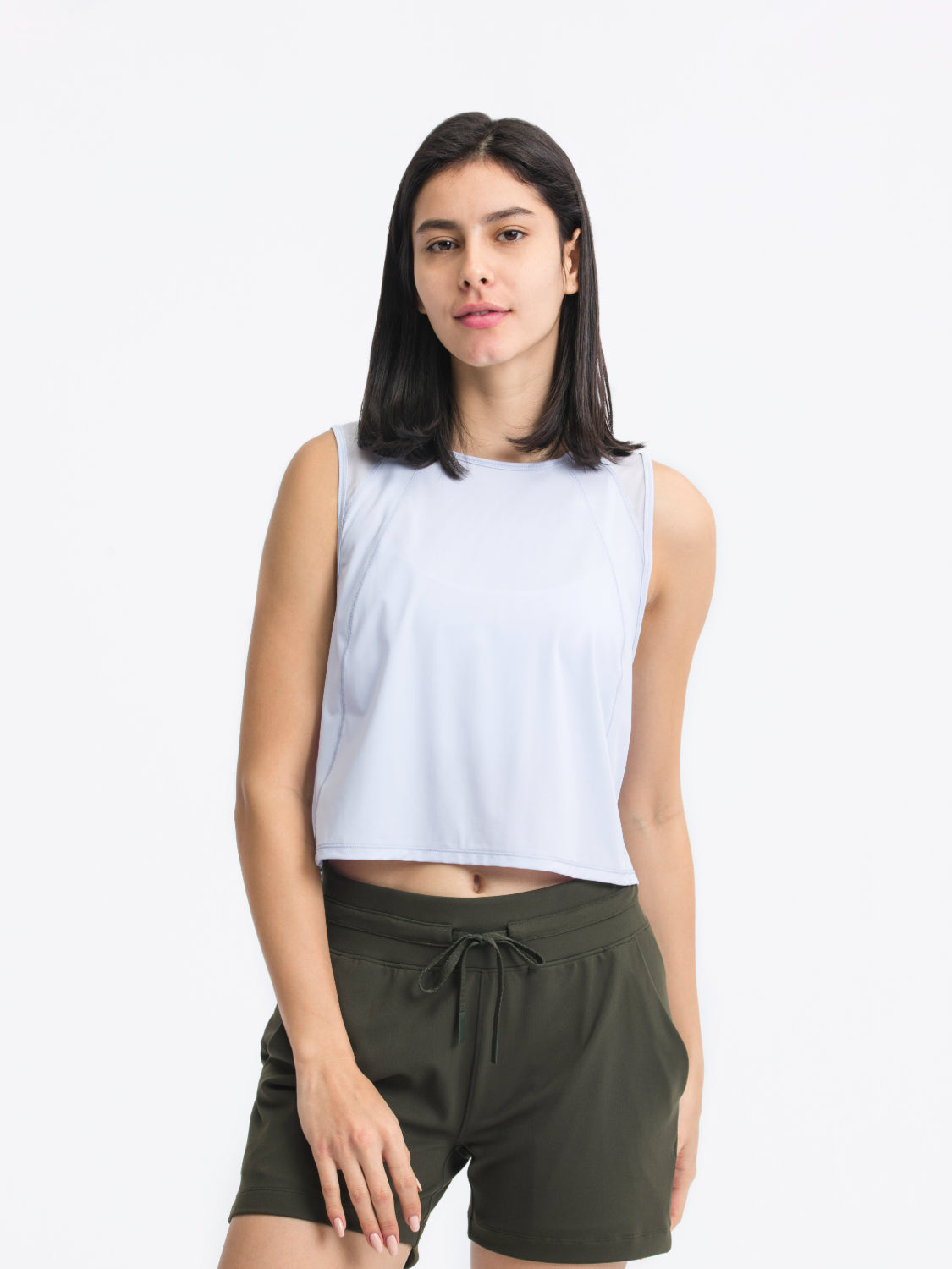 Millennia Round Neck Cropped Active Tank.
