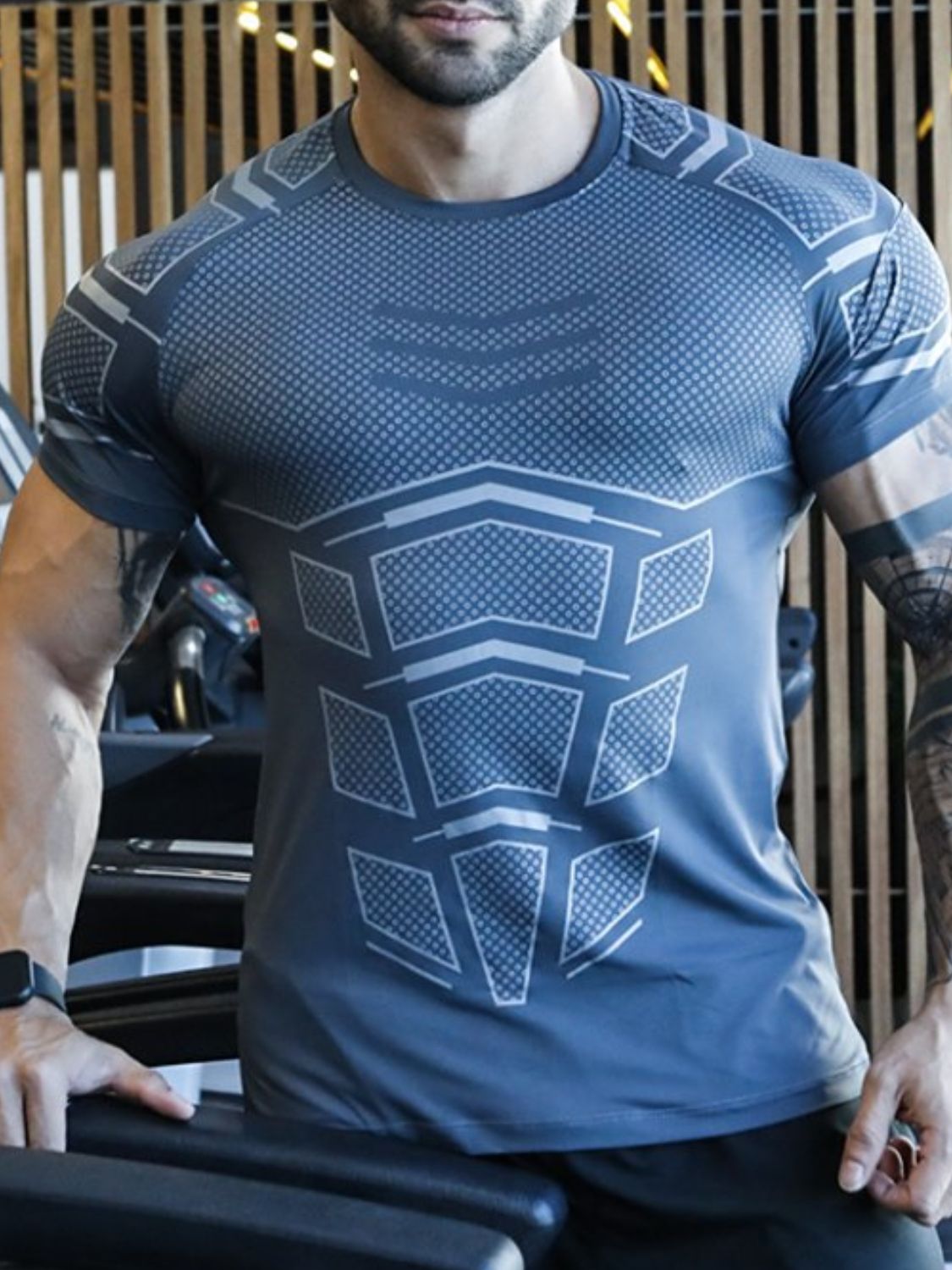 Men's Workout Round Neck Short Sleeve T-Shirt.