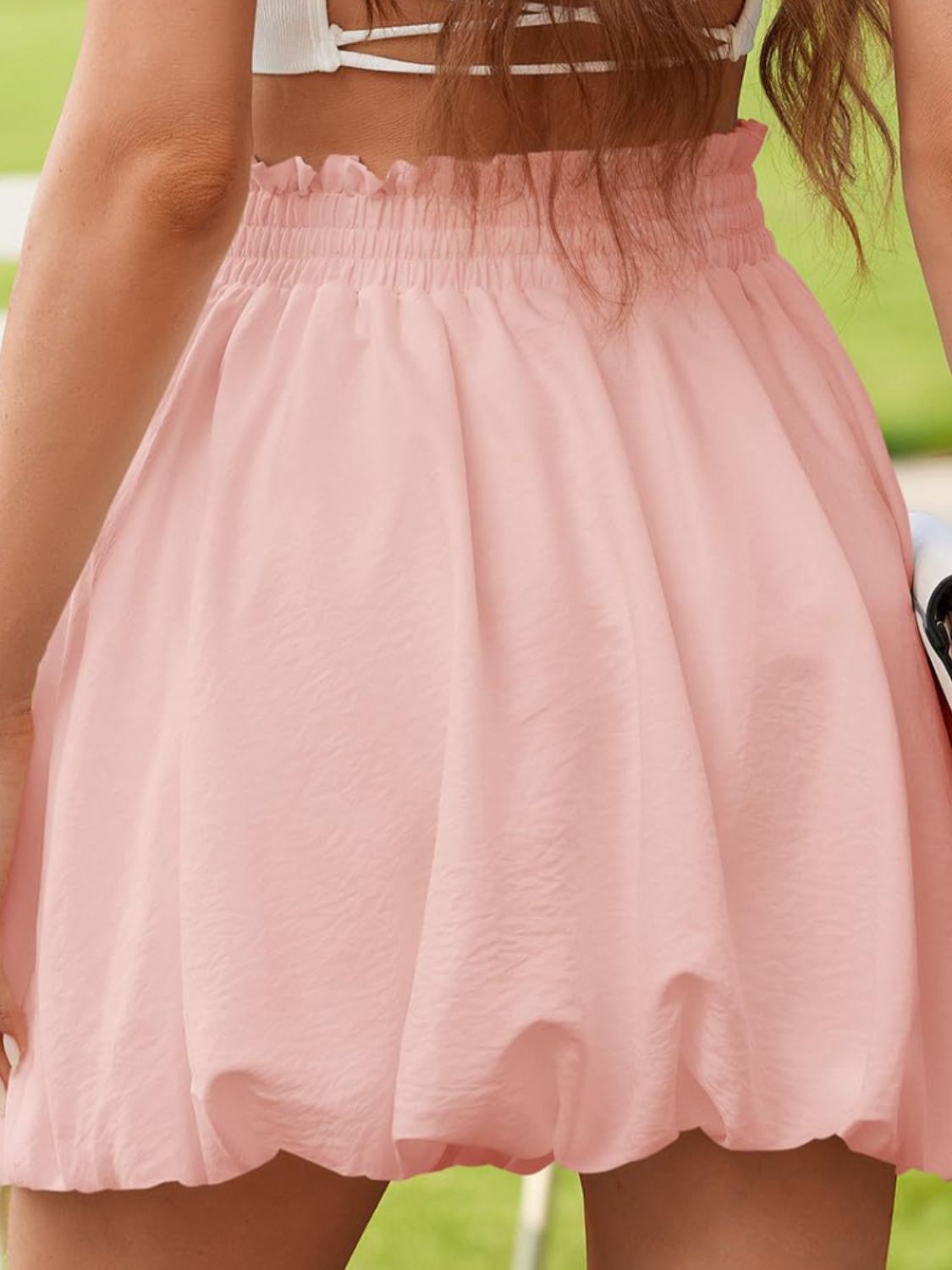 Frill Smocked Mini Skirt.