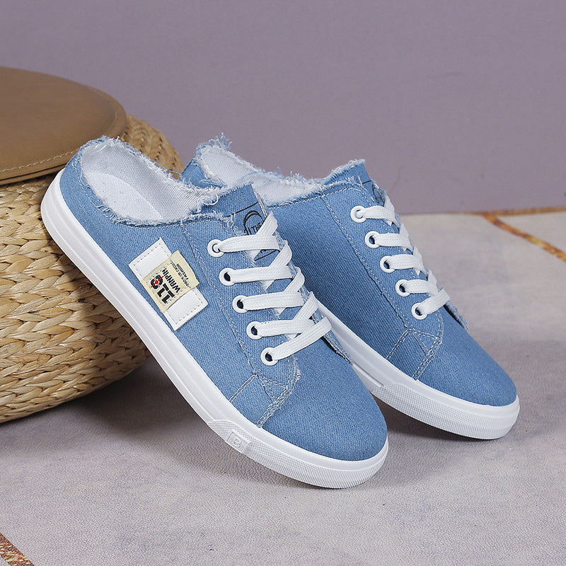 Frayed Hem Canvas Sneakers.