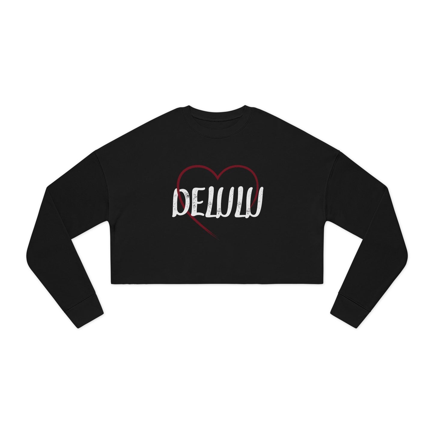 "Delulu" Cropped Crewneck Sweatshirt.