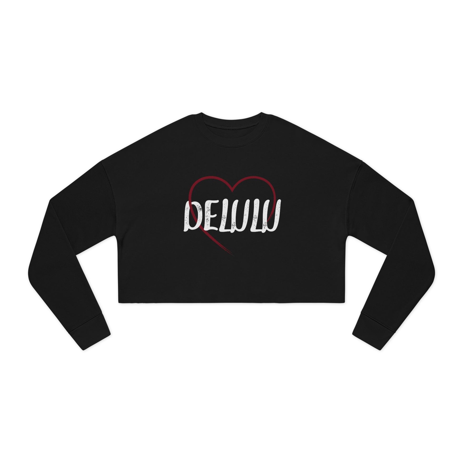 "Delulu" Cropped Crewneck Sweatshirt.