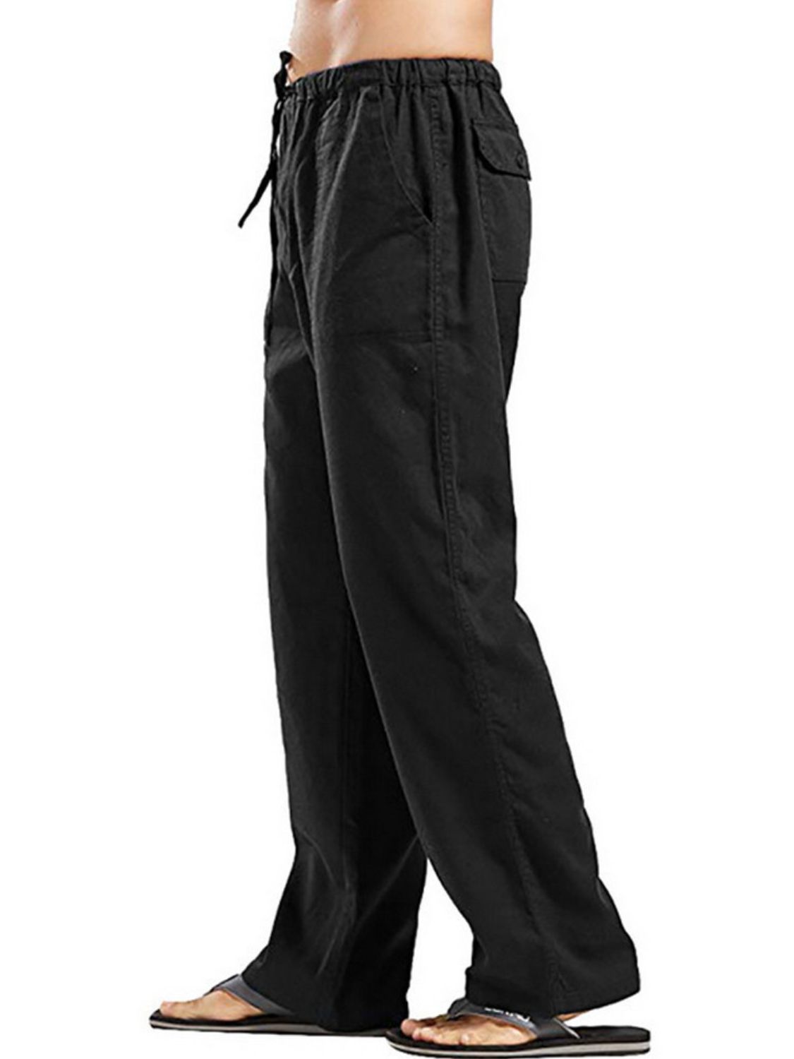 Men's Full Size Drawstring Straight Leg Pants - Plus Size.