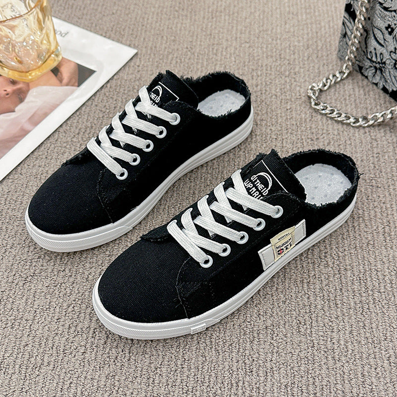 Frayed Hem Canvas Sneakers.