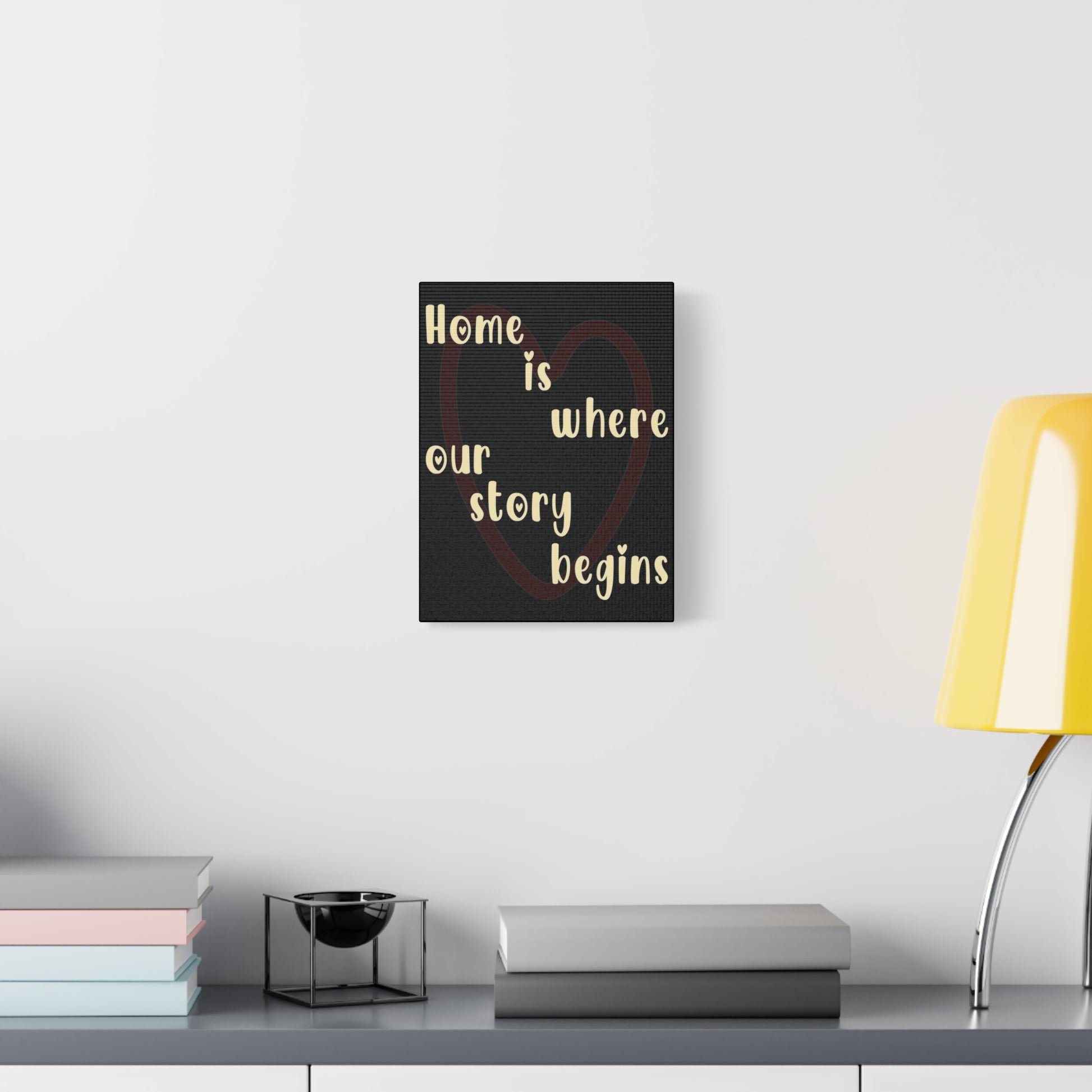 Canvas Wall Art - Heartwarming Design 'Home is where our story begins'.