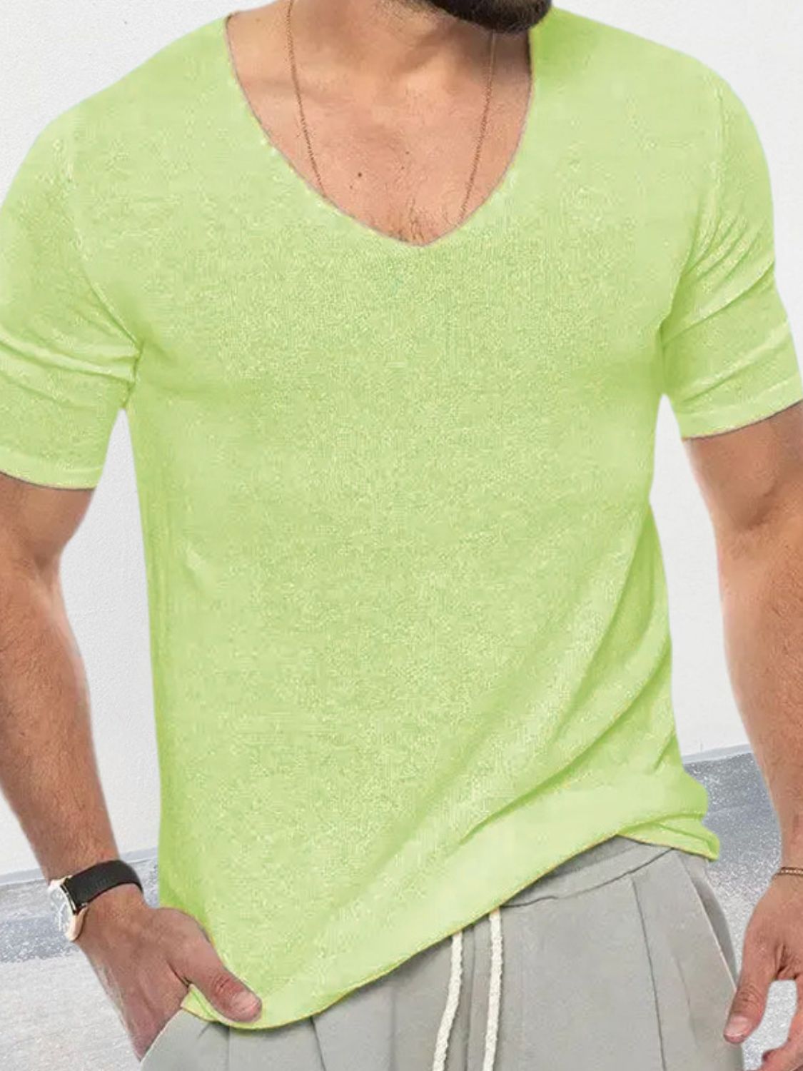 Men's V-Neck Short Sleeve T-Shirt.