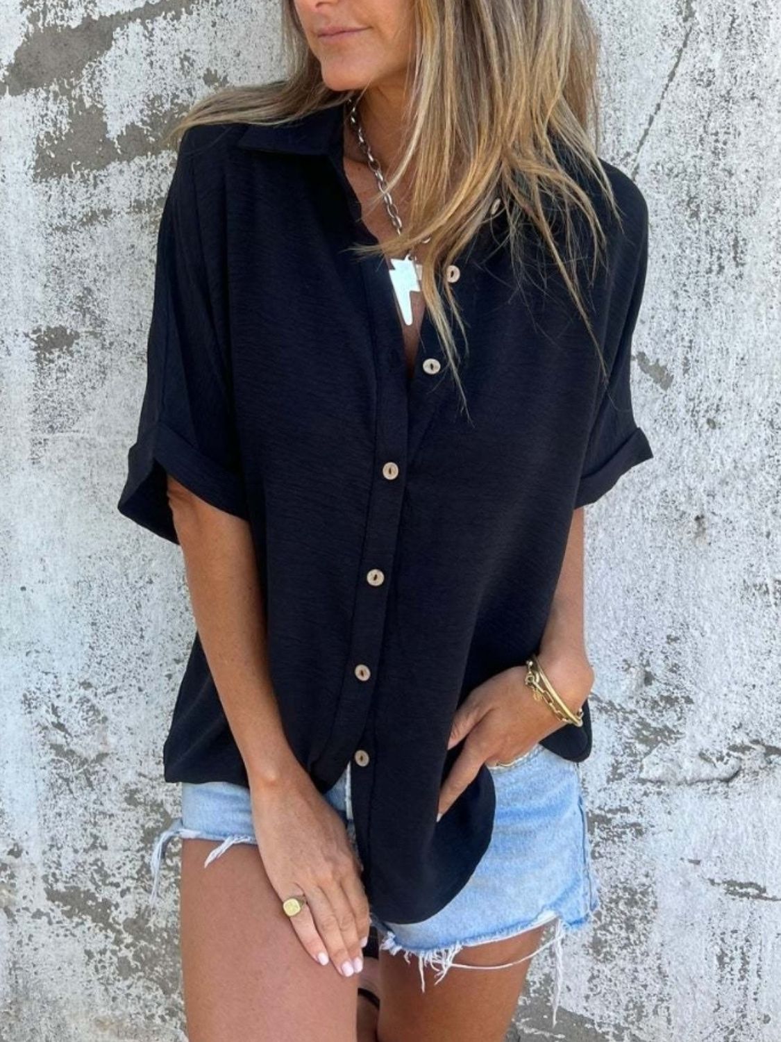 Button Down Short Sleeve Shirt.