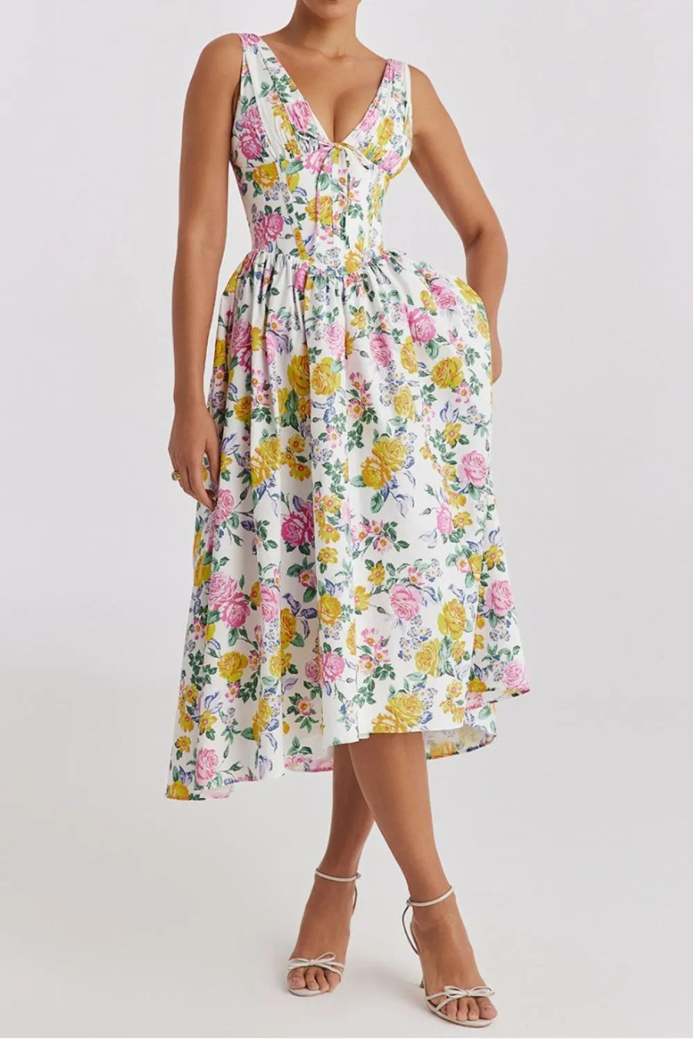 Floral Midi Dress with Pockets.