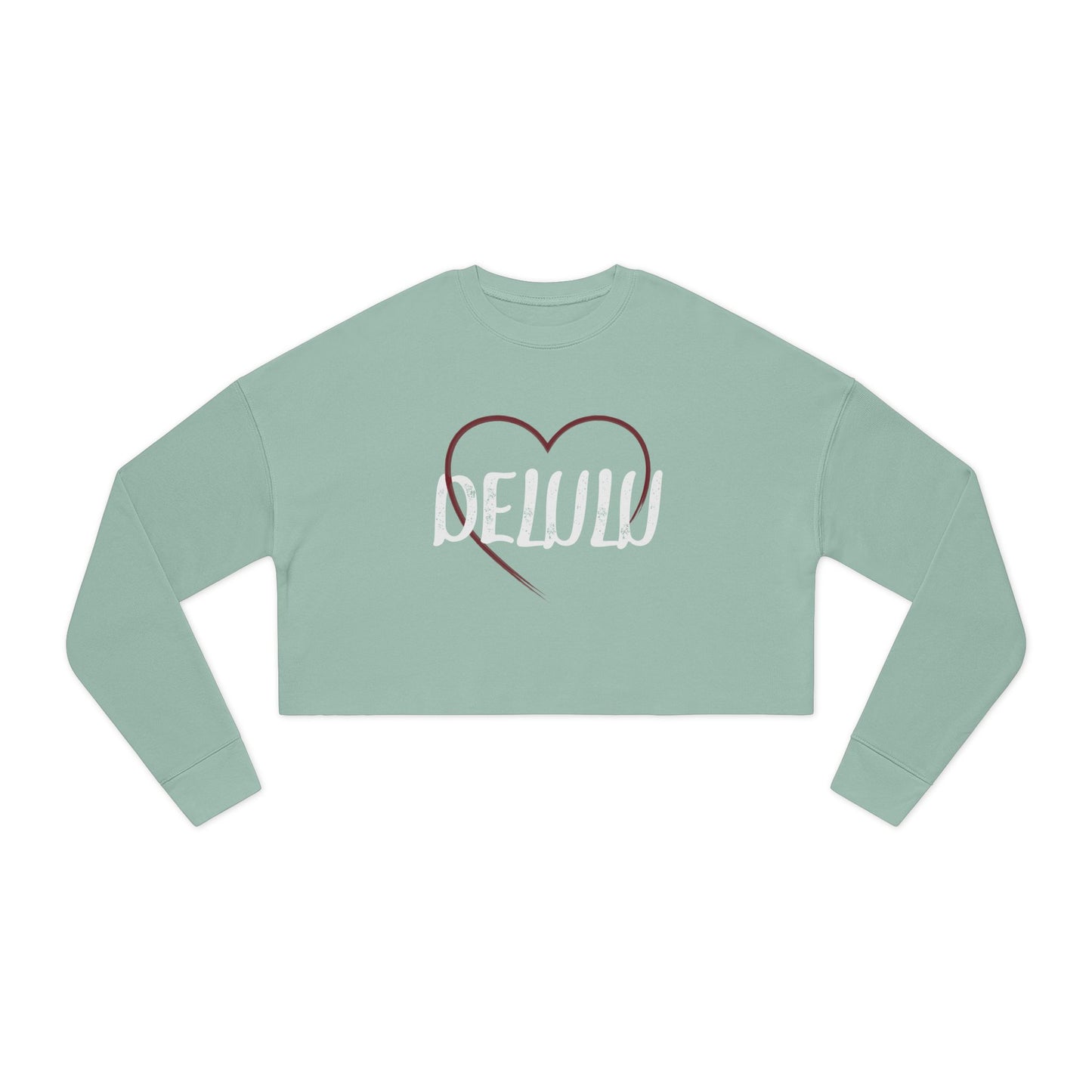 "Delulu" Cropped Crewneck Sweatshirt.