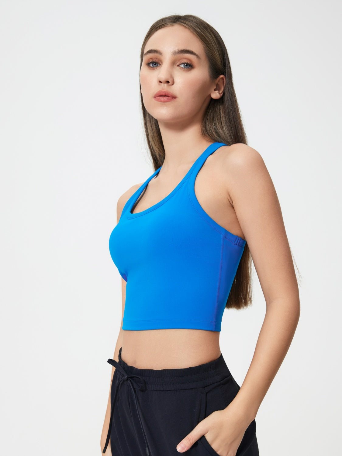 Millennia Scoop Neck Active Tank with Detachable Chest Pads.