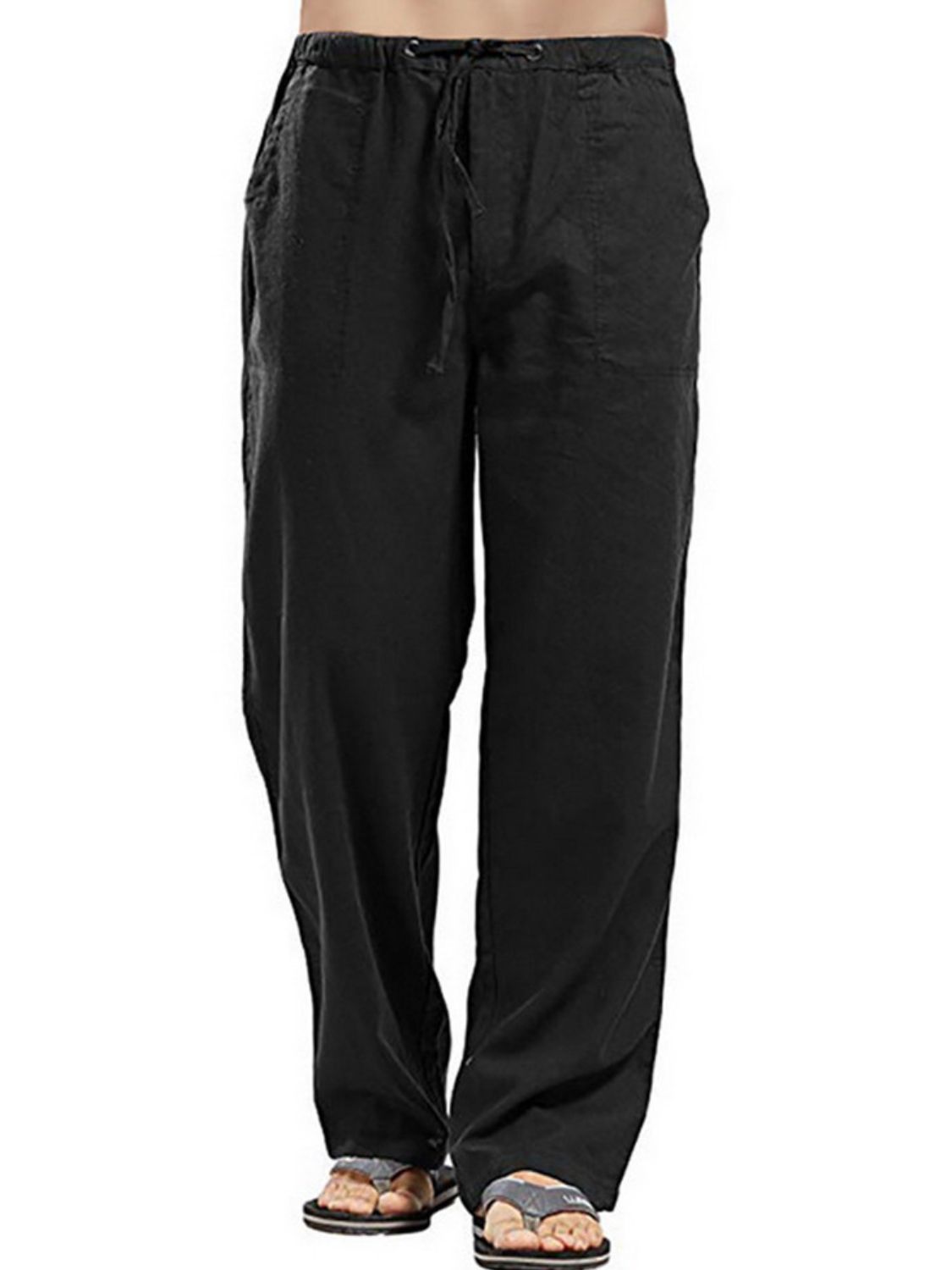 Men's Full Size Drawstring Straight Leg Pants - Plus Size.