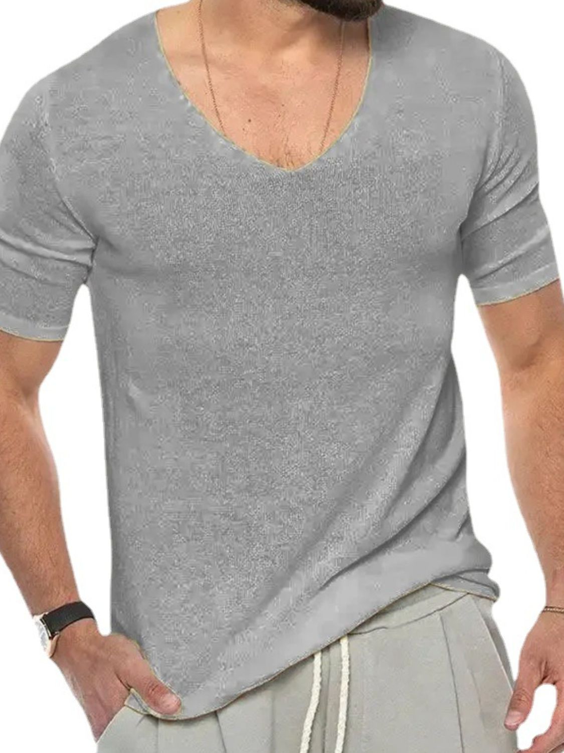 Men's V-Neck Short Sleeve T-Shirt.