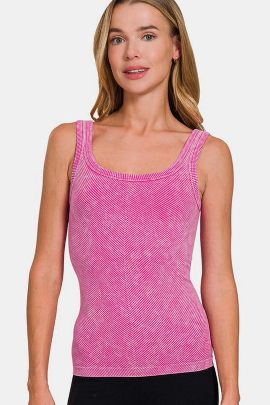 Zenana Ribbed Scoop Neck Tank.