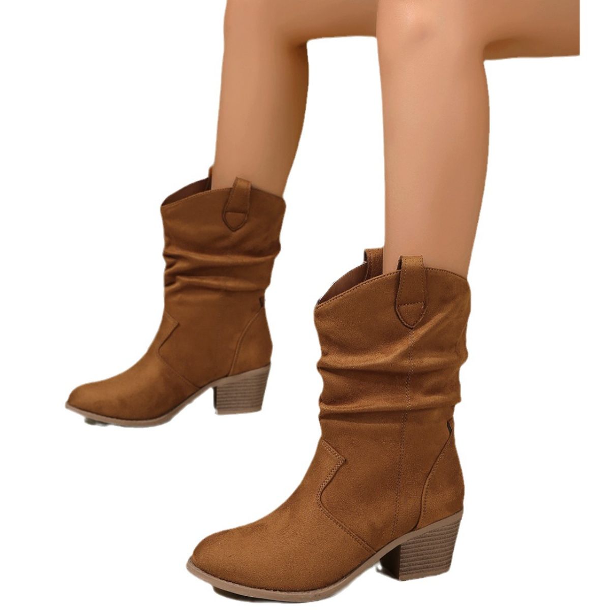 Point Toe Block Heels Boots.