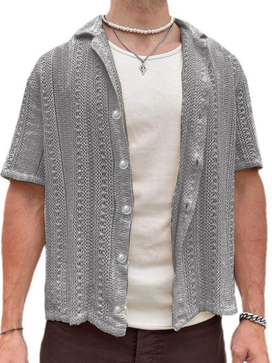 Men's Versatile Button Down Short Sleeve Shirt - Plus Size.
