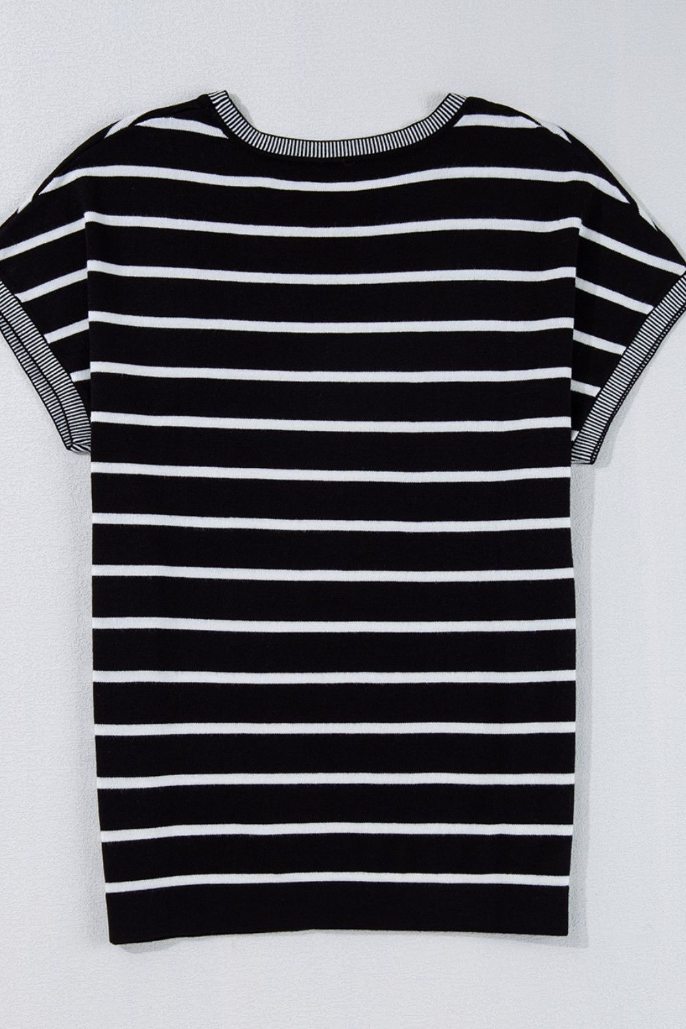 Classic Striped Short Sleeve Knit Top - Timeless Versatility.
