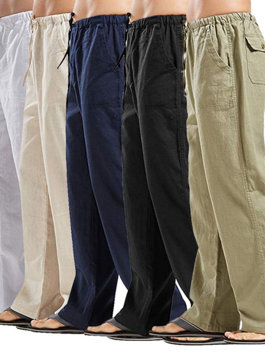Men's Full Size Drawstring Straight Leg Pants - Plus Size.
