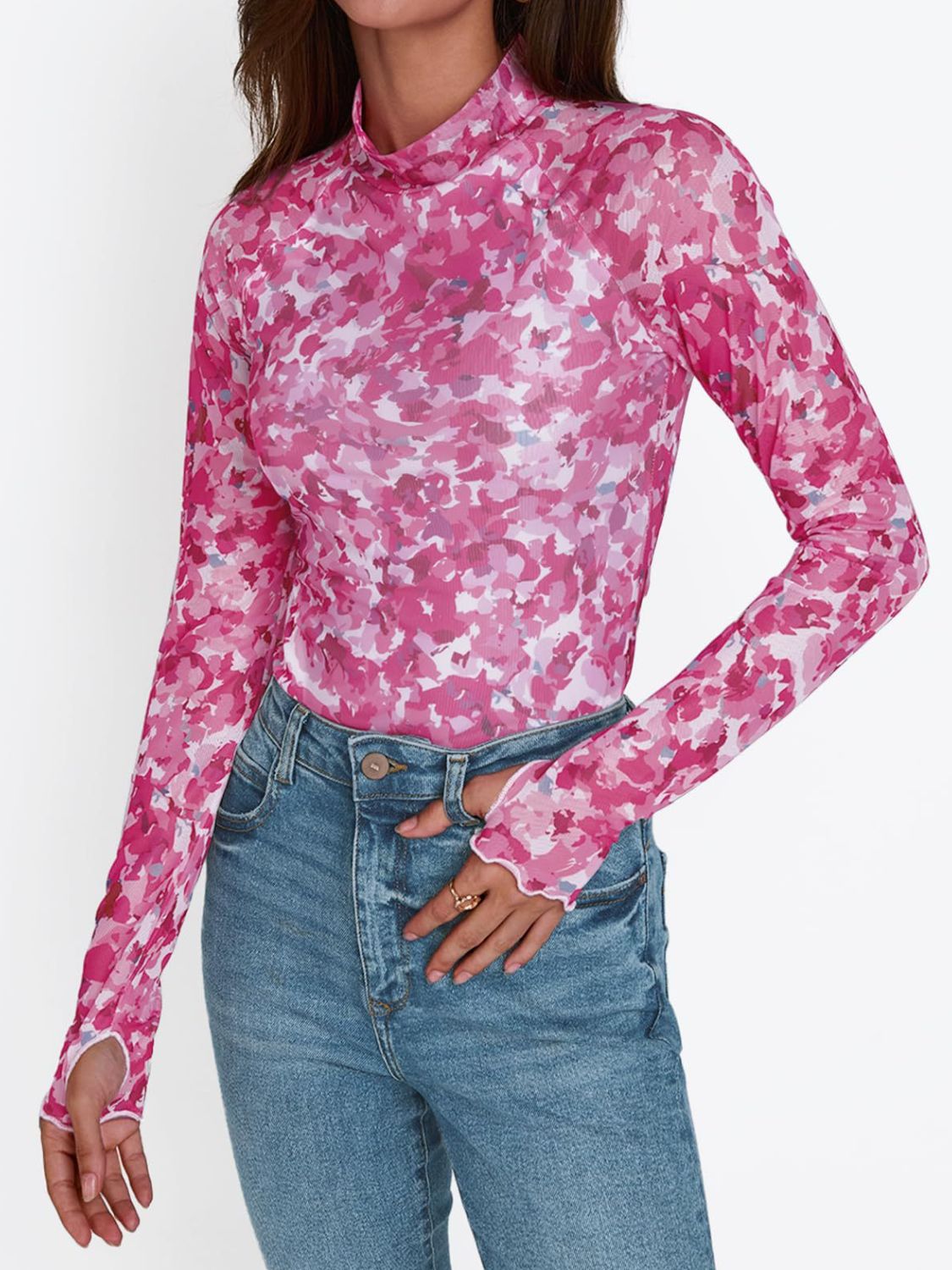 Vibrant Floral Long Sleeve Tee - Elevate Your Style.
