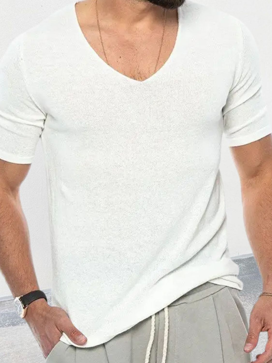 Men's V-Neck Short Sleeve T-Shirt.