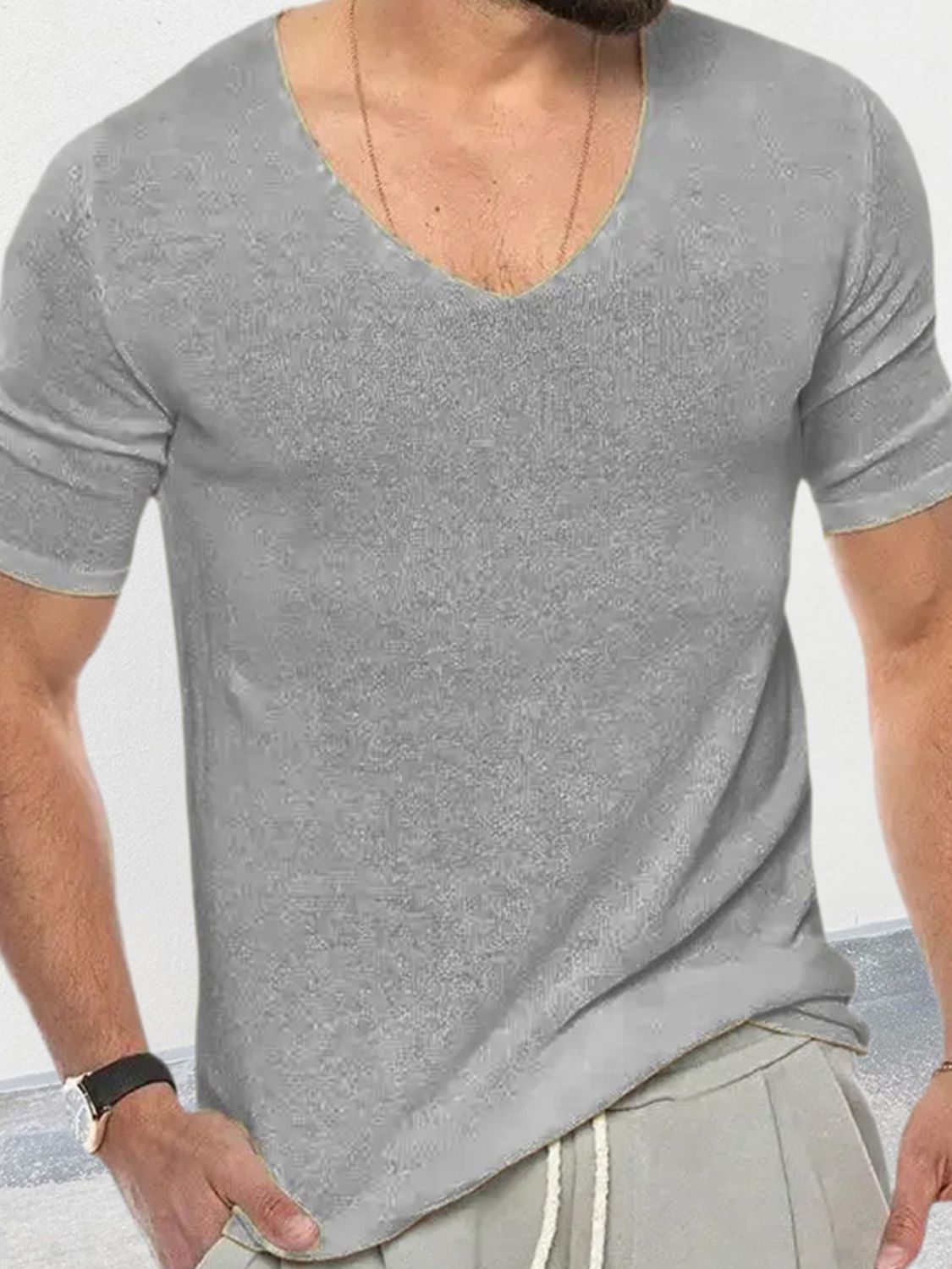 Men's V-Neck Short Sleeve T-Shirt.