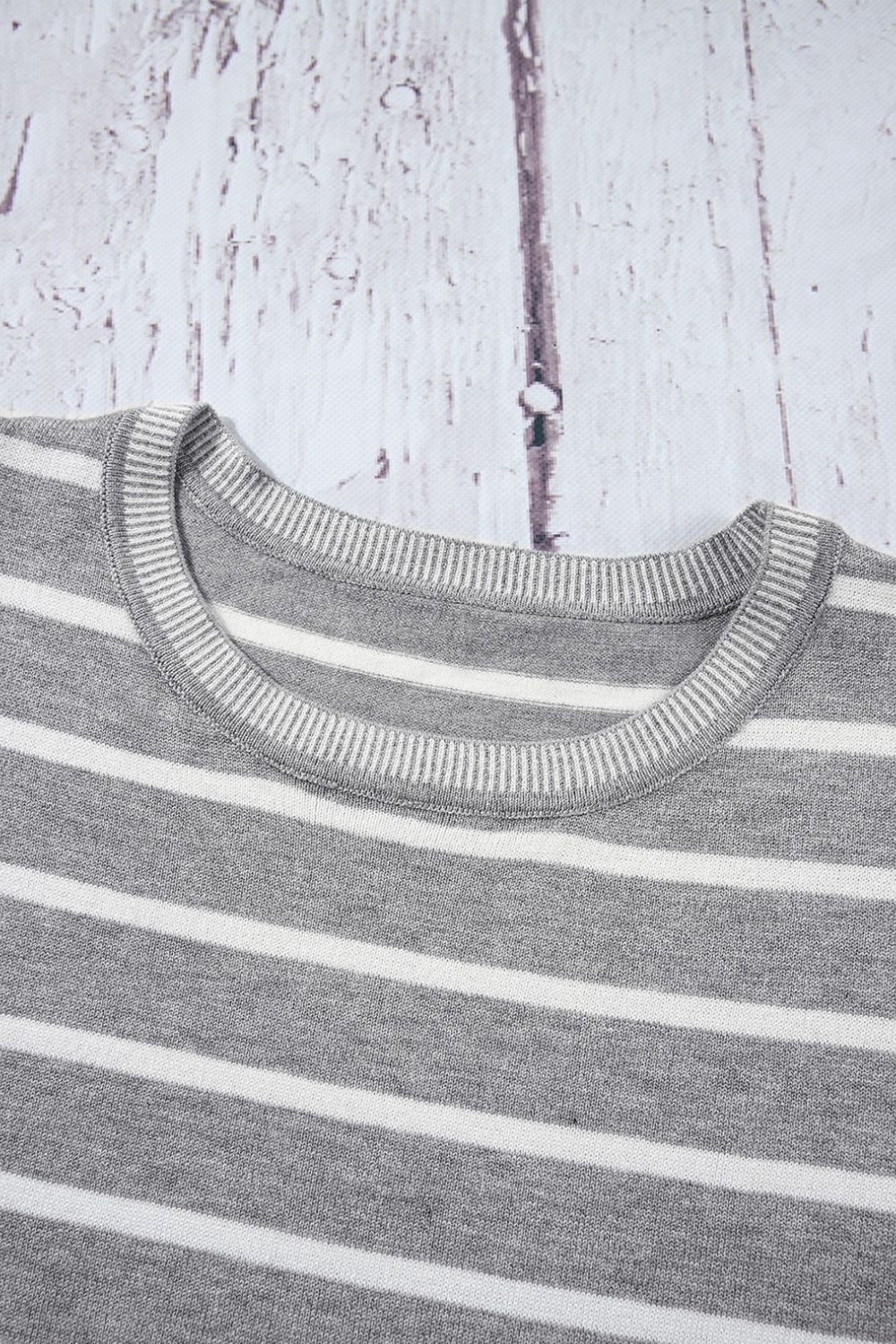 Classic Striped Short Sleeve Knit Top - Timeless Versatility.