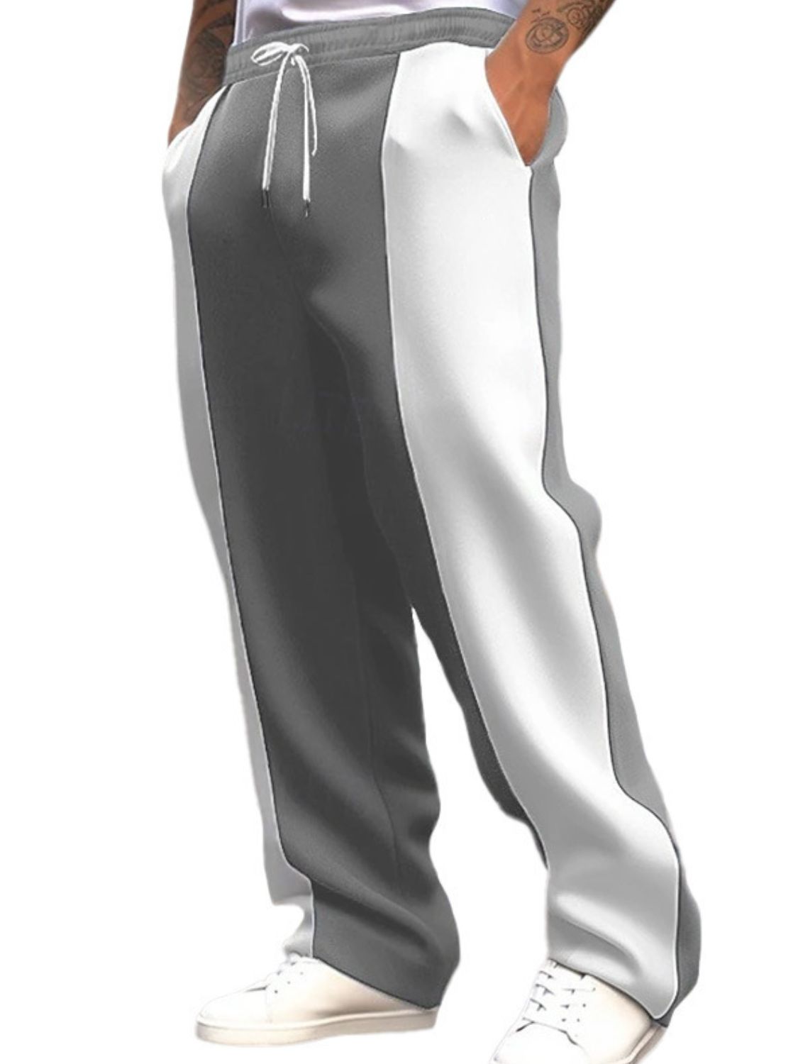 Men's Stylish Contrast Drawstring Pants - Plus Size Comfort.