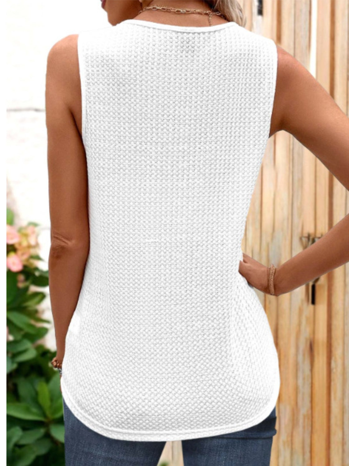 Elegant Lace Detail V-Neck Tank - Versatile Sophistication.