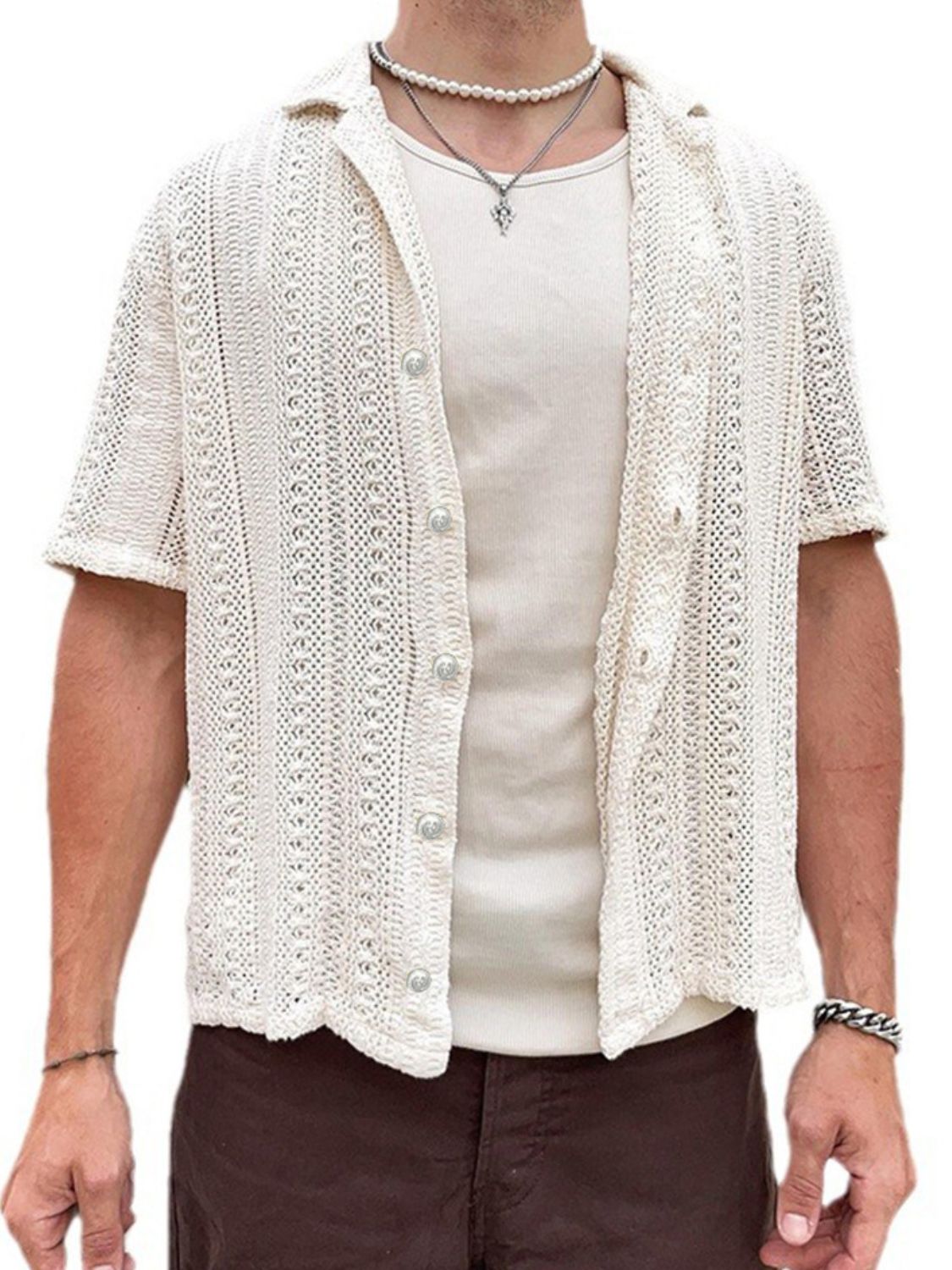 Men's Versatile Button Down Short Sleeve Shirt - Plus Size.