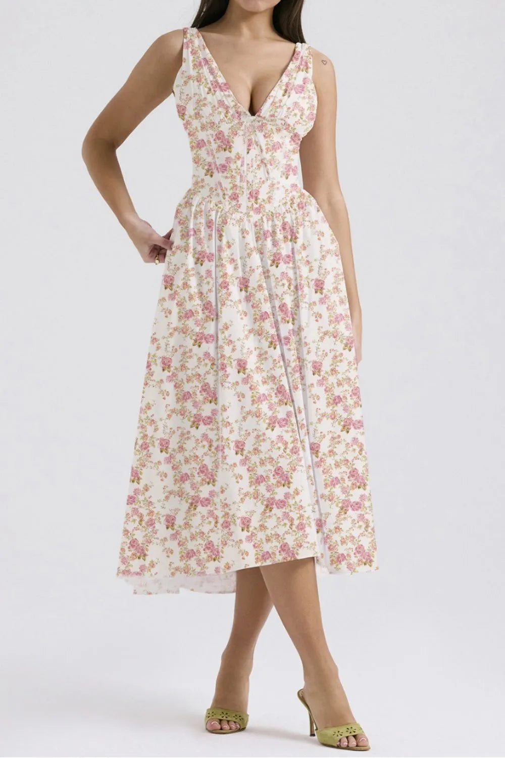 Floral Midi Dress with Pockets.