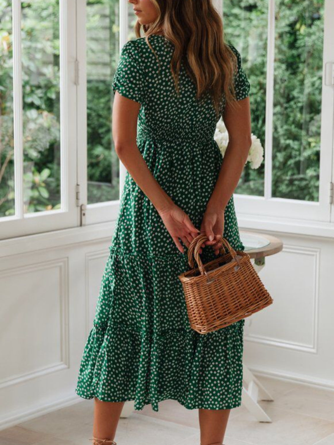 Chic Printed Midi Dress.