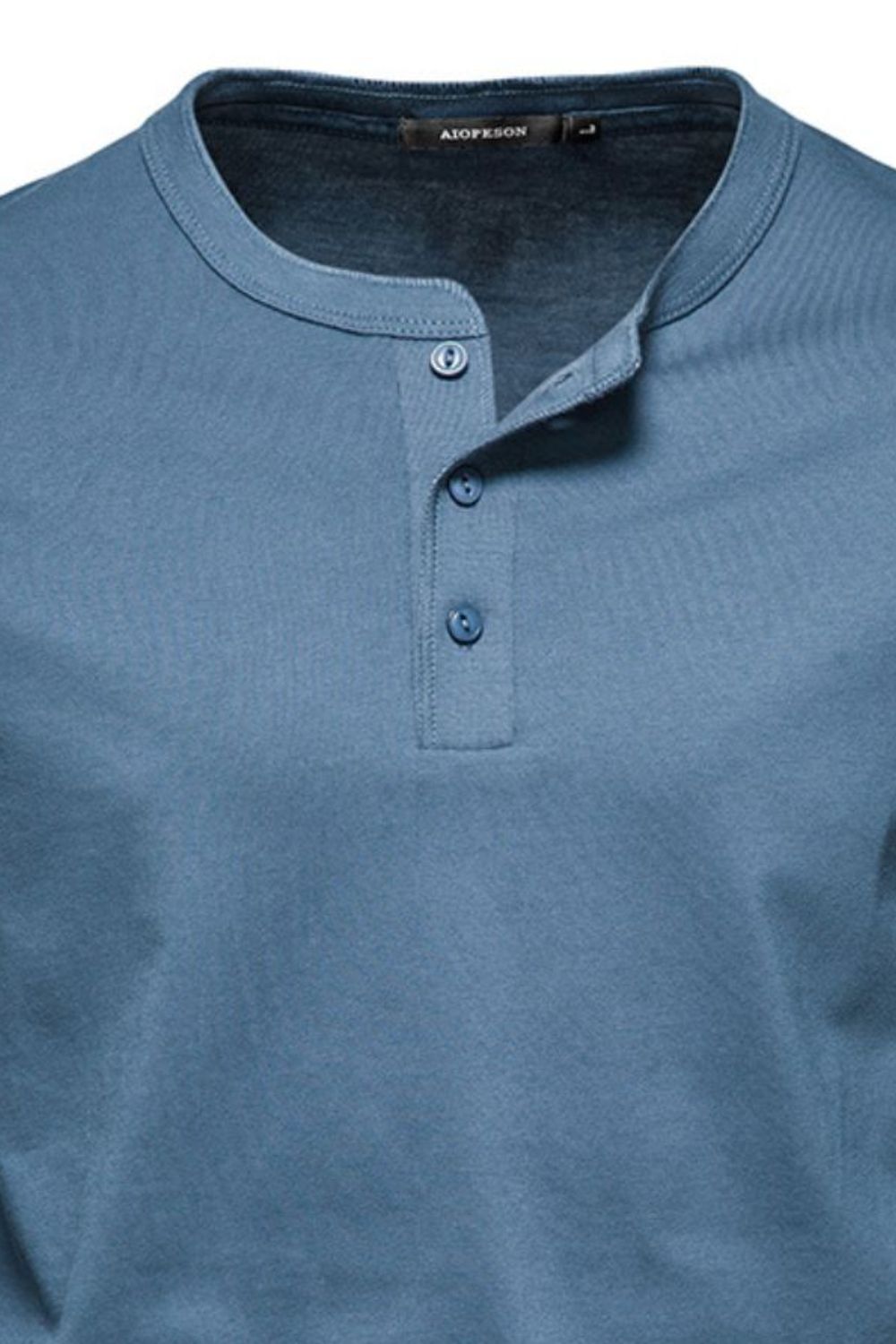 Quarter Button Round Neck Long Sleeve T-Shirt.