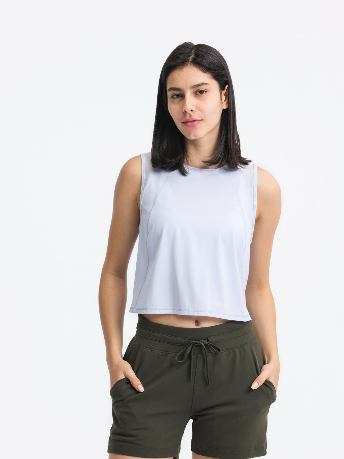 Millennia Round Neck Cropped Active Tank.