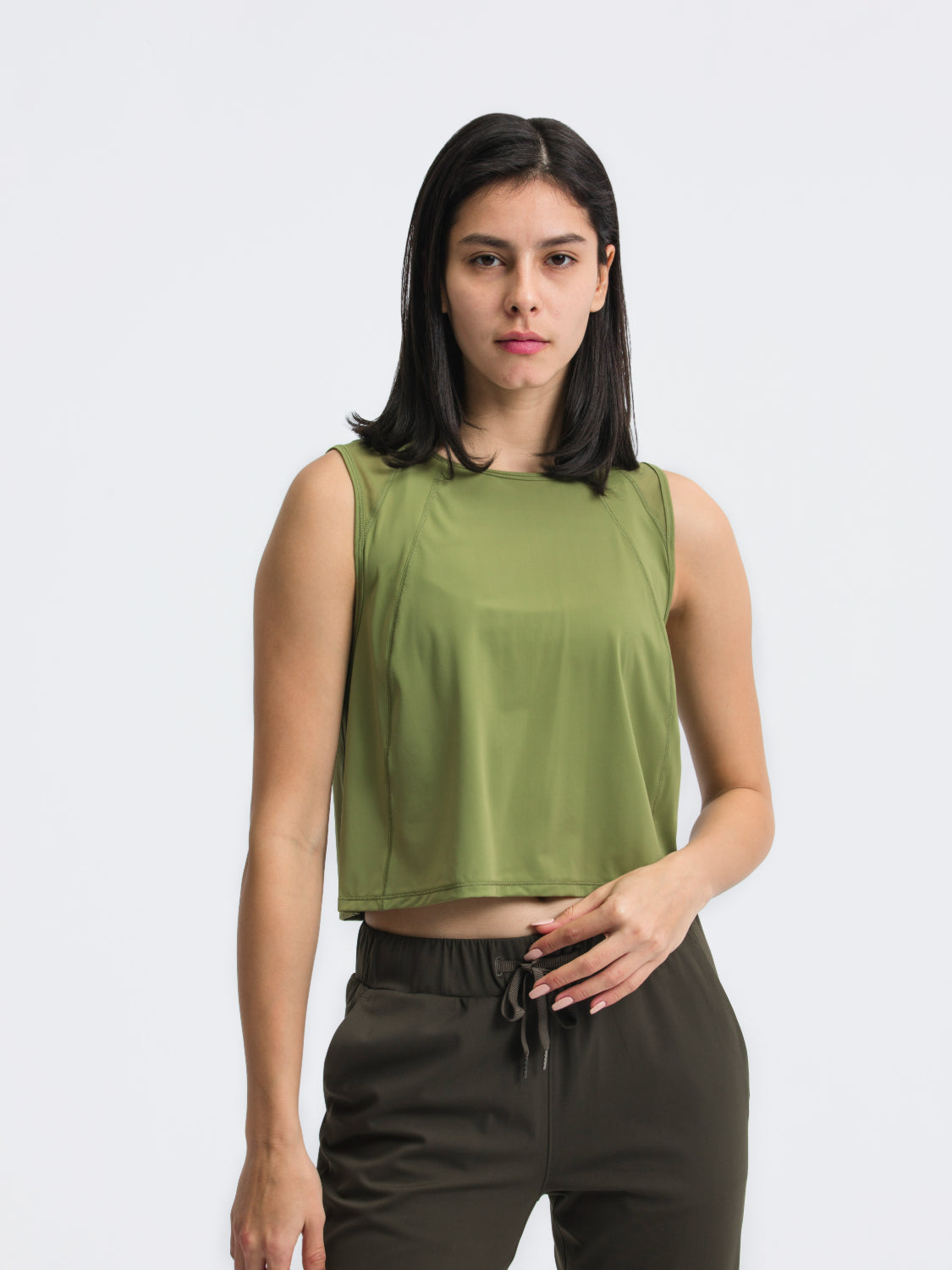 Millennia Round Neck Cropped Active Tank.