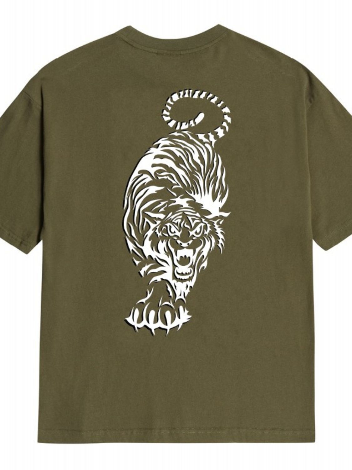 Men's Tiger Round Neck Short Sleeve T-Shirt.