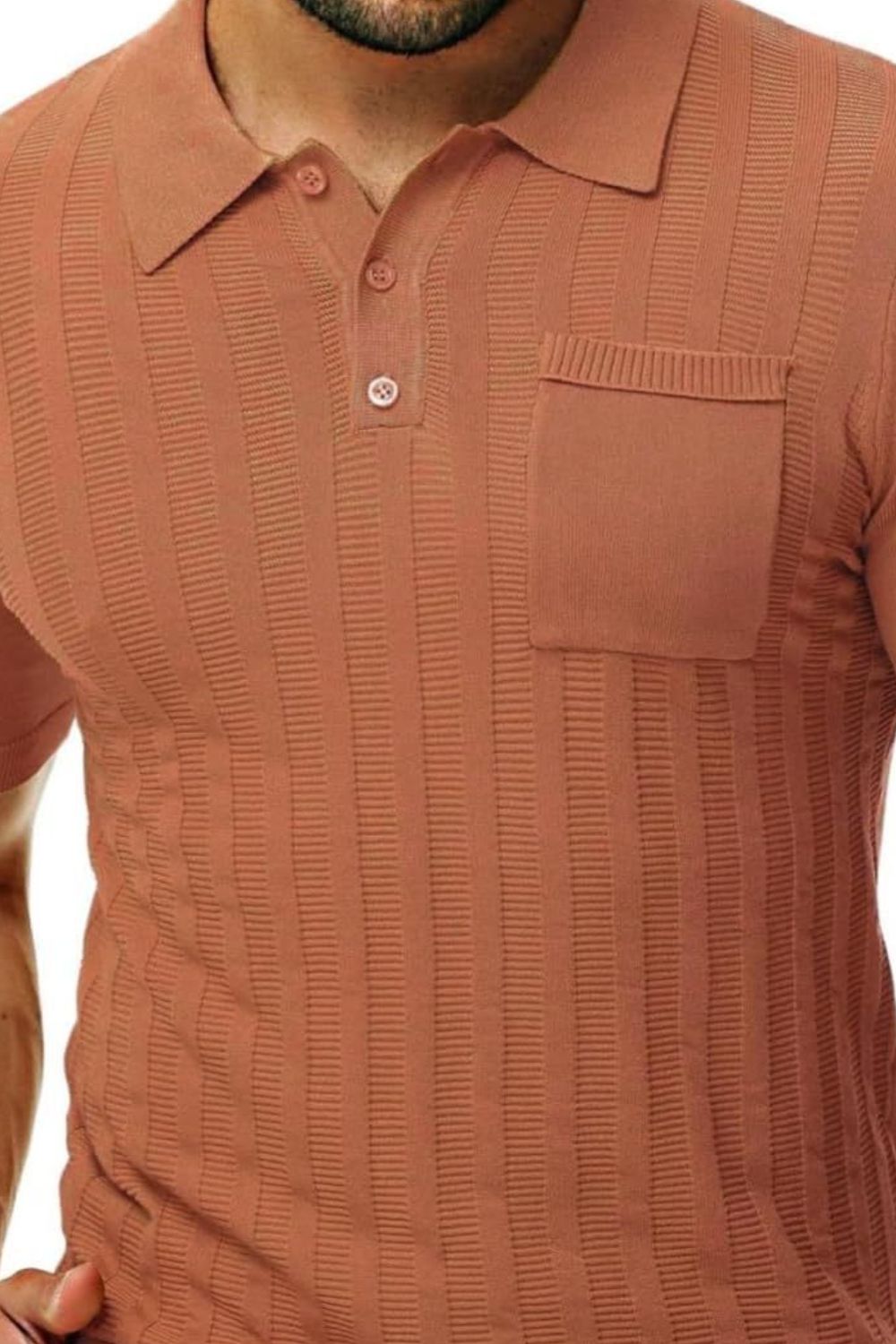 Men's Full Size Textured Short Sleeve Polo Plus Size.