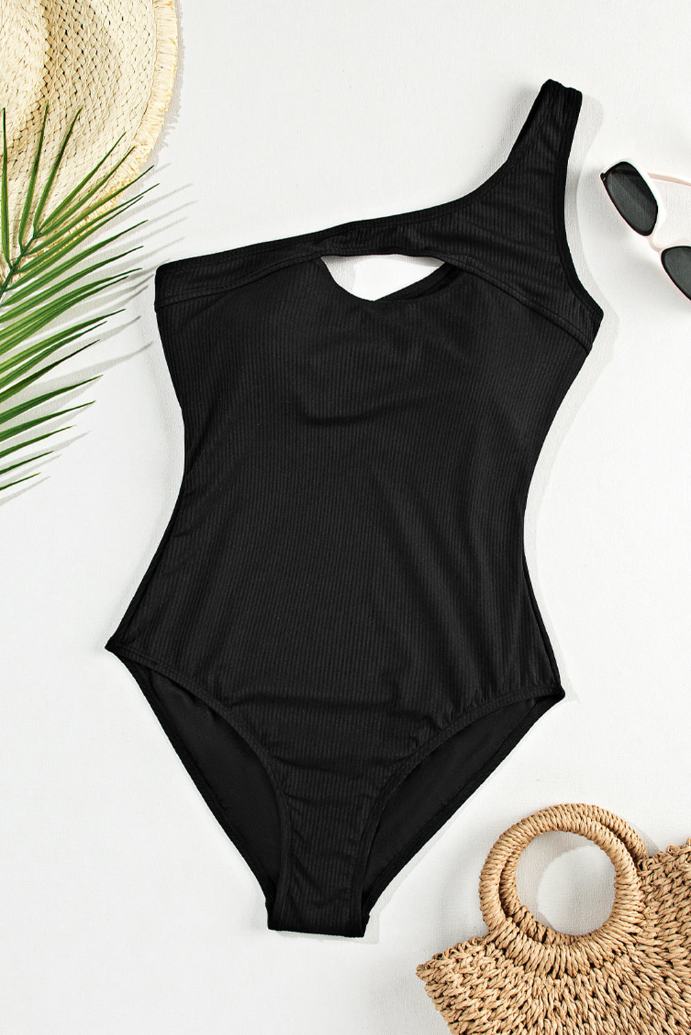 Sizzling Cutout One Shoulder Sleeveless One-Piece Swimwear.