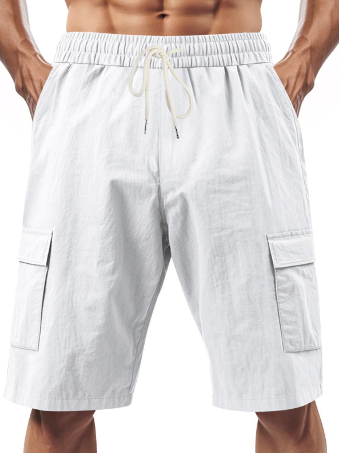 Men's Cargo Pocket Drawstring Shorts - Plus Size Comfort.