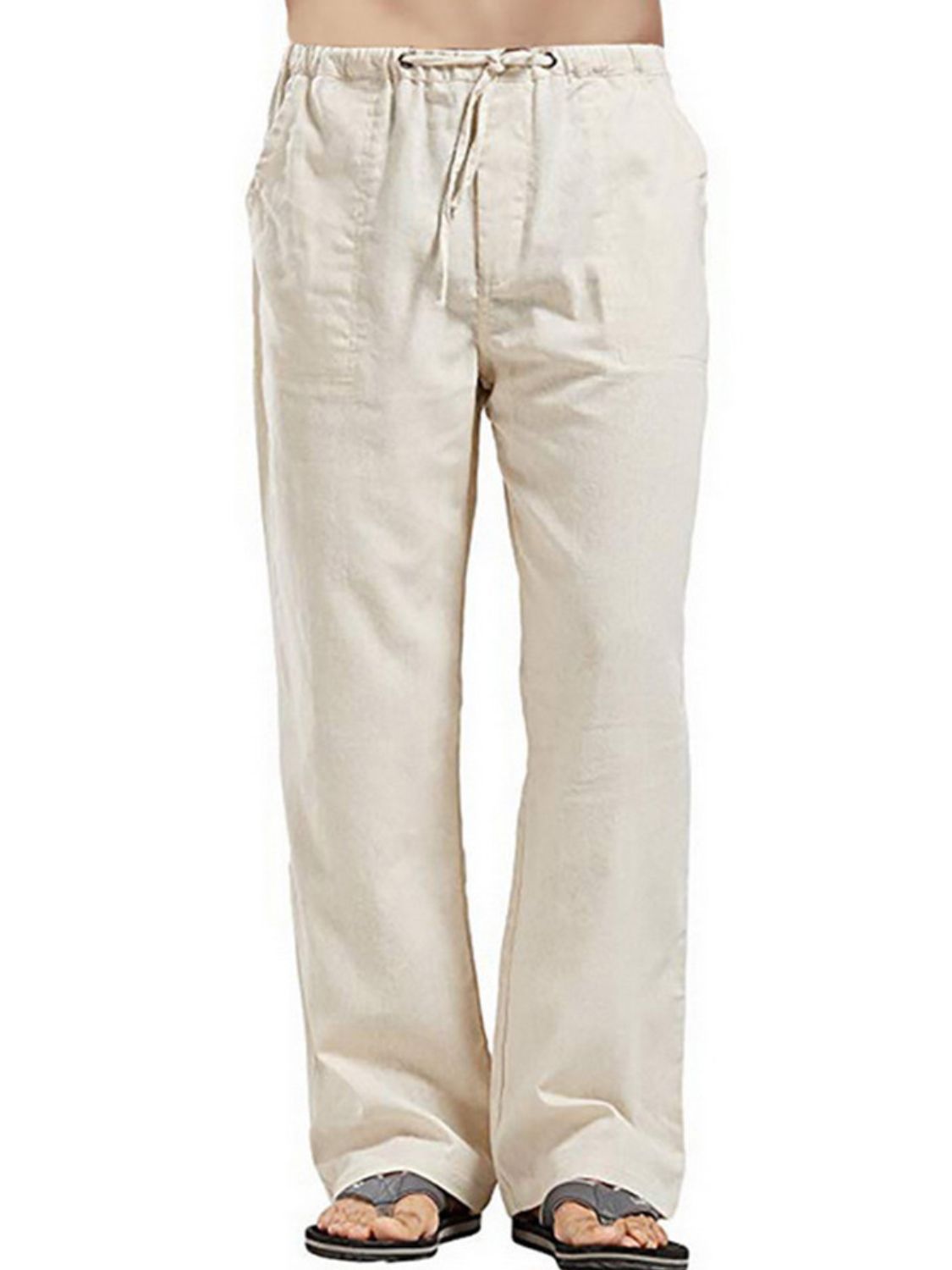 Men's Full Size Drawstring Straight Leg Pants - Plus Size.
