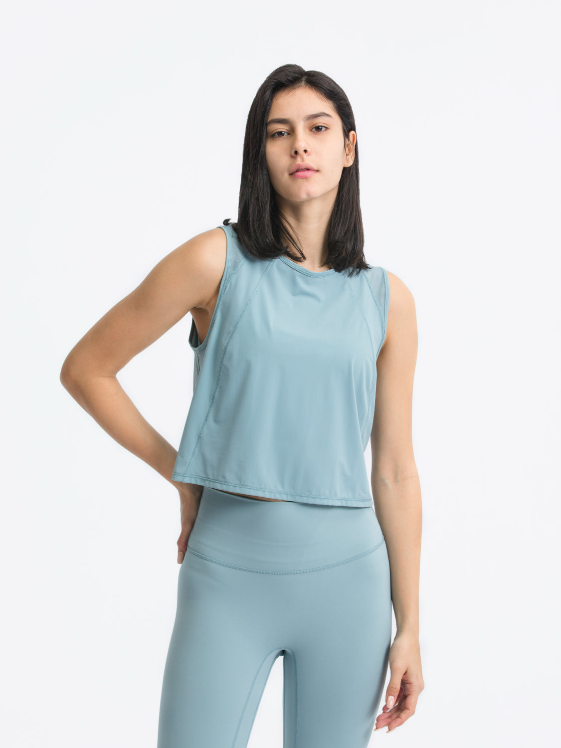 Millennia Round Neck Cropped Active Tank.