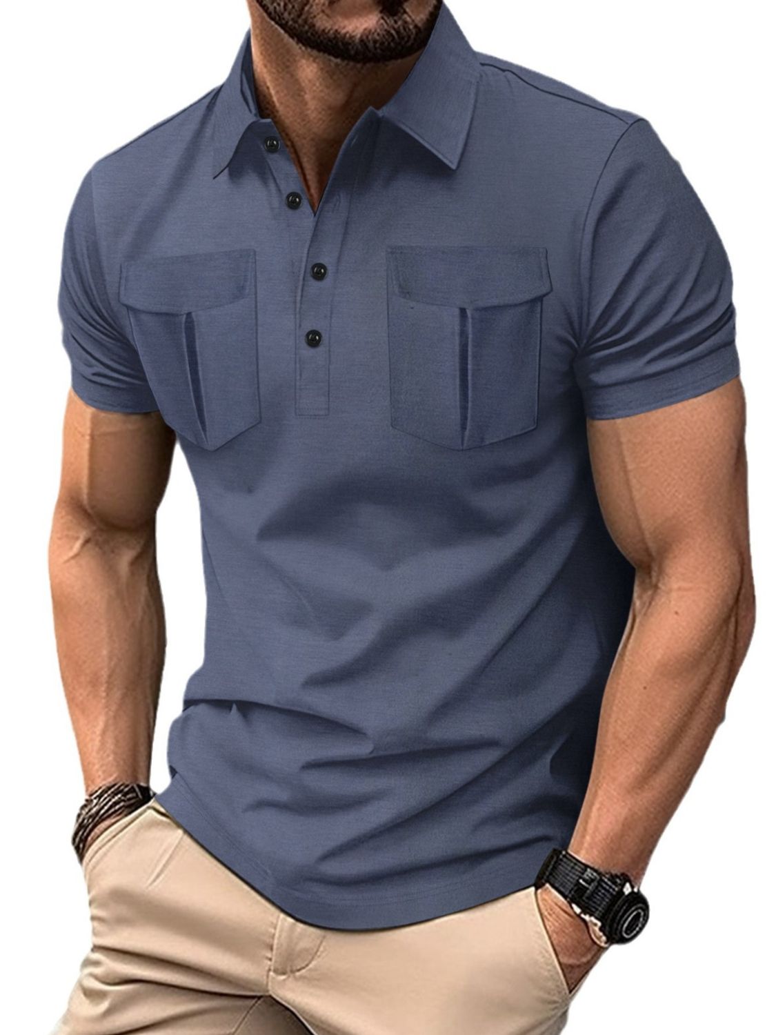 Men's Full Size Collared Short Sleeve Polo Plus Size.
